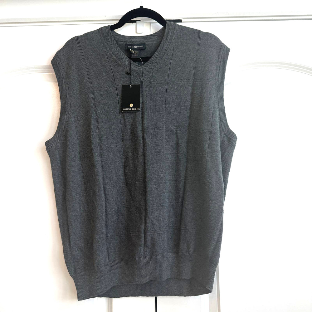 Cotton Trader 100% Cotton Sweater Vest in Smoke Tweed - Picture 1 of 5